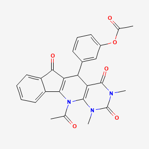 molecular formula C26H21N3O6 B11646835 [3-(9-acetyl-5,7-dimethyl-4,6,17-trioxo-5,7,9-triazatetracyclo[8.7.0.03,8.011,16]heptadeca-1(10),3(8),11,13,15-pentaen-2-yl)phenyl] acetate 