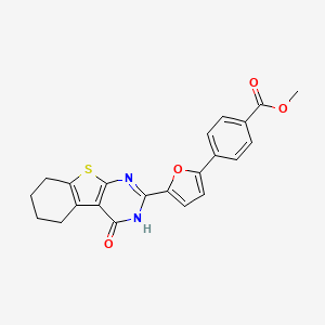 molecular formula C22H18N2O4S B11646852 Methyl 4-[5-(4-oxo-3,4,5,6,7,8-hexahydro[1]benzothieno[2,3-d]pyrimidin-2-yl)furan-2-yl]benzoate 