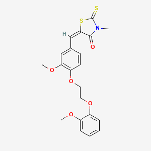 (5E)-5-({3-Methoxy-4-[2-(2-methoxyphenoxy)ethoxy]phenyl}methylidene)-3-methyl-2-sulfanylidene-1,3-thiazolidin-4-one