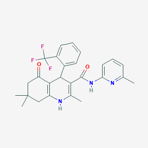 2,7,7-Trimethyl-N-(6-methylpyridin-2-yl)-5-oxo-4-(2-(trifluoromethyl)phenyl)-1,4,5,6,7,8-hexahydroquinoline-3-carboxamide