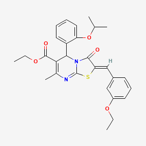 ethyl (2Z)-2-(3-ethoxybenzylidene)-7-methyl-3-oxo-5-[2-(propan-2-yloxy)phenyl]-2,3-dihydro-5H-[1,3]thiazolo[3,2-a]pyrimidine-6-carboxylate