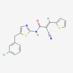 molecular formula C18H12ClN3OS2 B11646905 (2E)-N-[5-(3-chlorobenzyl)-1,3-thiazol-2-yl]-2-cyano-3-(thiophen-2-yl)prop-2-enamide 