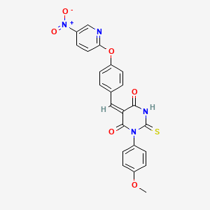 (5E)-1-(4-methoxyphenyl)-5-{4-[(5-nitropyridin-2-yl)oxy]benzylidene}-2-sulfanylpyrimidine-4,6(1H,5H)-dione