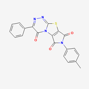 4-(4-methylphenyl)-11-phenyl-7-thia-1,4,9,10-tetrazatricyclo[6.4.0.02,6]dodeca-2(6),8,10-triene-3,5,12-trione