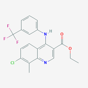 Ethyl 7-chloro-8-methyl-4-{[3-(trifluoromethyl)phenyl]amino}quinoline-3-carboxylate