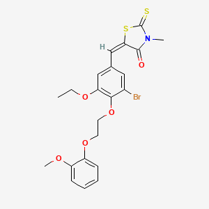 (5E)-5-{3-bromo-5-ethoxy-4-[2-(2-methoxyphenoxy)ethoxy]benzylidene}-3-methyl-2-thioxo-1,3-thiazolidin-4-one