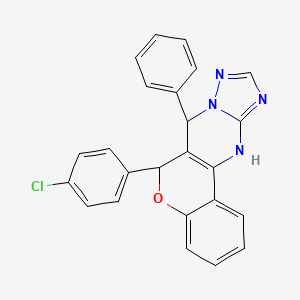 molecular formula C24H17ClN4O B11646981 6-(4-chlorophenyl)-7-phenyl-7,11-dihydro-6H-chromeno[4,3-d][1,2,4]triazolo[1,5-a]pyrimidine 