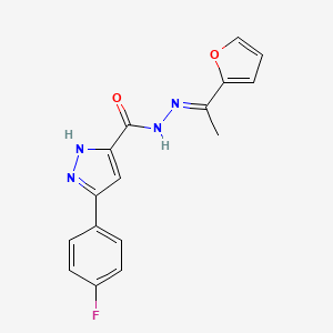 molecular formula C16H13FN4O2 B11646982 3-(4-fluorophenyl)-N'-[(1E)-1-(furan-2-yl)ethylidene]-1H-pyrazole-5-carbohydrazide 