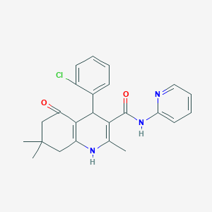 molecular formula C24H24ClN3O2 B11646989 4-(2-Chlorophenyl)-2,7,7-trimethyl-5-oxo-N-(2-pyridinyl)-1,4,5,6,7,8-hexahydro-3-quinolinecarboxamide 