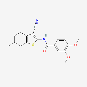 molecular formula C19H20N2O3S B11646995 N-(3-cyano-6-methyl-4,5,6,7-tetrahydro-1-benzothiophen-2-yl)-3,4-dimethoxybenzamide 