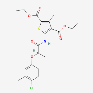 molecular formula C21H24ClNO6S B11647024 Diethyl 5-{[2-(4-chloro-3-methylphenoxy)propanoyl]amino}-3-methylthiophene-2,4-dicarboxylate 