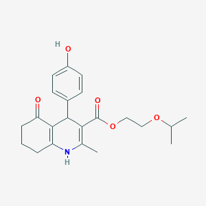 molecular formula C22H27NO5 B11647028 2-(Propan-2-yloxy)ethyl 4-(4-hydroxyphenyl)-2-methyl-5-oxo-1,4,5,6,7,8-hexahydroquinoline-3-carboxylate 