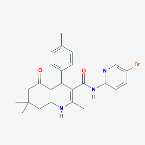 molecular formula C25H26BrN3O2 B11647041 N-(5-bromo-2-pyridinyl)-2,7,7-trimethyl-4-(4-methylphenyl)-5-oxo-1,4,5,6,7,8-hexahydro-3-quinolinecarboxamide 