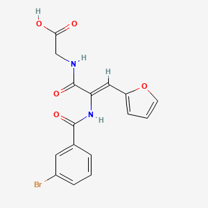 molecular formula C16H13BrN2O5 B11647057 N-[(2Z)-2-{[(3-bromophenyl)carbonyl]amino}-3-(furan-2-yl)prop-2-enoyl]glycine 