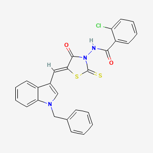 N-{(5Z)-5-[(1-benzyl-1H-indol-3-yl)methylidene]-4-oxo-2-thioxo-1,3-thiazolidin-3-yl}-2-chlorobenzamide