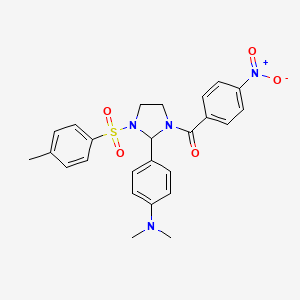 {2-[4-(Dimethylamino)phenyl]-3-[(4-methylphenyl)sulfonyl]imidazolidin-1-yl}(4-nitrophenyl)methanone