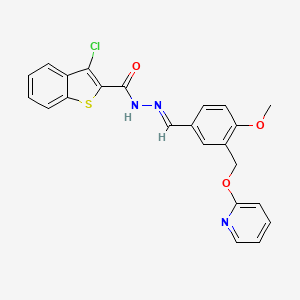 3-chloro-N'-[(E)-{4-methoxy-3-[(pyridin-2-yloxy)methyl]phenyl}methylidene]-1-benzothiophene-2-carbohydrazide