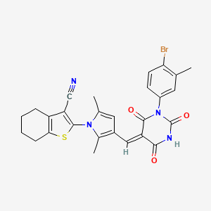 2-(3-{(Z)-[1-(4-bromo-3-methylphenyl)-2,4,6-trioxotetrahydropyrimidin-5(2H)-ylidene]methyl}-2,5-dimethyl-1H-pyrrol-1-yl)-4,5,6,7-tetrahydro-1-benzothiophene-3-carbonitrile