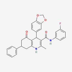 4-(1,3-benzodioxol-5-yl)-N-(3-fluorophenyl)-2-methyl-5-oxo-7-phenyl-1,4,5,6,7,8-hexahydro-3-quinolinecarboxamide