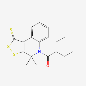 molecular formula C18H21NOS3 B11647220 5-(2-ethylbutanoyl)-4,4-dimethyl-4,5-dihydro-1H-[1,2]dithiolo[3,4-c]quinoline-1-thione 