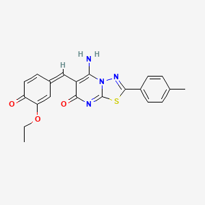 5-amino-6-[(Z)-(3-ethoxy-4-oxocyclohexa-2,5-dien-1-ylidene)methyl]-2-(4-methylphenyl)-[1,3,4]thiadiazolo[3,2-a]pyrimidin-7-one