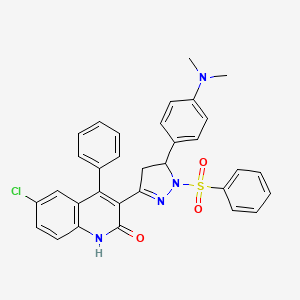 6-chloro-3-{5-[4-(dimethylamino)phenyl]-1-(phenylsulfonyl)-4,5-dihydro-1H-pyrazol-3-yl}-4-phenylquinolin-2-ol