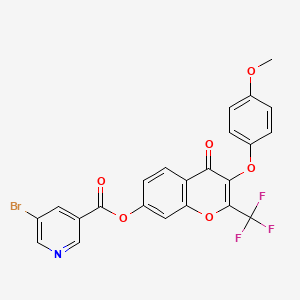 molecular formula C23H13BrF3NO6 B11647280 3-(4-methoxyphenoxy)-4-oxo-2-(trifluoromethyl)-4H-chromen-7-yl 5-bromopyridine-3-carboxylate 