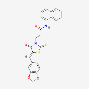 3-[(5Z)-5-(1,3-benzodioxol-5-ylmethylidene)-4-oxo-2-thioxo-1,3-thiazolidin-3-yl]-N-(naphthalen-1-yl)propanamide