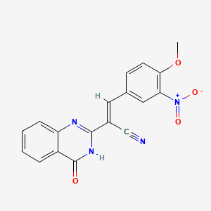 3-{3-Nitro-4-methoxyphenyl}-2-(4-oxo-3,4-dihydro-2-quinazolinyl)acrylonitrile