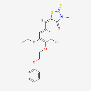 molecular formula C21H20ClNO4S2 B11647320 (5E)-5-[3-chloro-5-ethoxy-4-(2-phenoxyethoxy)benzylidene]-3-methyl-2-thioxo-1,3-thiazolidin-4-one 