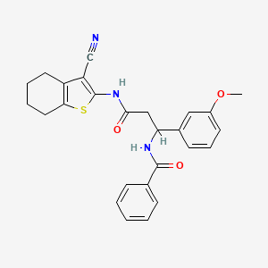 N-{3-[(3-cyano-4,5,6,7-tetrahydro-1-benzothiophen-2-yl)amino]-1-(3-methoxyphenyl)-3-oxopropyl}benzamide