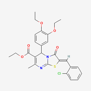 ethyl (2Z)-2-(2-chlorobenzylidene)-5-(3,4-diethoxyphenyl)-7-methyl-3-oxo-2,3-dihydro-5H-[1,3]thiazolo[3,2-a]pyrimidine-6-carboxylate