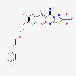 (6Z)-5-imino-6-(3-methoxy-4-{2-[2-(4-methylphenoxy)ethoxy]ethoxy}benzylidene)-2-(trifluoromethyl)-5,6-dihydro-7H-[1,3,4]thiadiazolo[3,2-a]pyrimidin-7-one