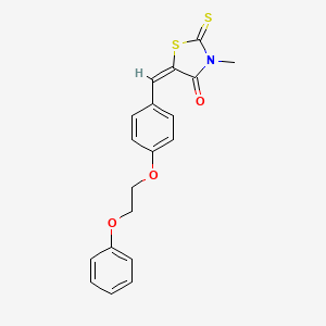 molecular formula C19H17NO3S2 B11647385 (5E)-3-Methyl-5-{[4-(2-phenoxyethoxy)phenyl]methylidene}-2-sulfanylidene-1,3-thiazolidin-4-one 