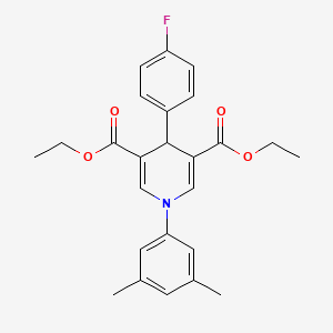 molecular formula C25H26FNO4 B11647395 1-(3,5-Dimethyl-phenyl)-4-(4-fluoro-phenyl)-1,4-dihydro-pyridine-3,5-dicarboxylic acid diethyl ester 