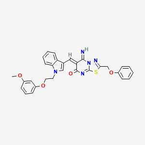 (6Z)-5-imino-6-({1-[2-(3-methoxyphenoxy)ethyl]-1H-indol-3-yl}methylidene)-2-(phenoxymethyl)-5,6-dihydro-7H-[1,3,4]thiadiazolo[3,2-a]pyrimidin-7-one