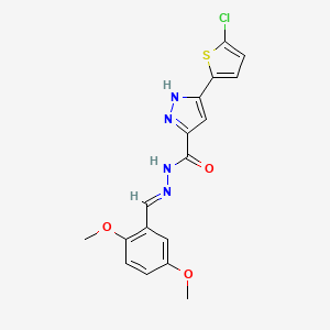 molecular formula C17H15ClN4O3S B11647435 3-(5-CL-2-Thienyl)-N'-(2,5-dimethoxybenzylidene)-1H-pyrazole-5-carbohydrazide 