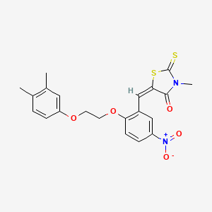 (5E)-5-{2-[2-(3,4-dimethylphenoxy)ethoxy]-5-nitrobenzylidene}-3-methyl-2-thioxo-1,3-thiazolidin-4-one