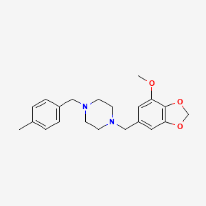 molecular formula C21H26N2O3 B11647477 1-[(7-Methoxy-1,3-benzodioxol-5-yl)methyl]-4-(4-methylbenzyl)piperazine 