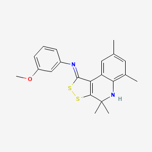 molecular formula C21H22N2OS2 B11647504 3-methoxy-N-[(1Z)-4,4,6,8-tetramethyl-4,5-dihydro-1H-[1,2]dithiolo[3,4-c]quinolin-1-ylidene]aniline 