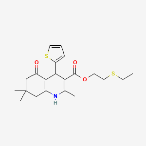 2-(Ethylsulfanyl)ethyl 2,7,7-trimethyl-5-oxo-4-(thiophen-2-yl)-1,4,5,6,7,8-hexahydroquinoline-3-carboxylate