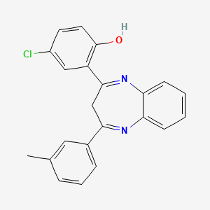 molecular formula C22H17ClN2O B11647517 4-chloro-2-[4-(3-methylphenyl)-3H-1,5-benzodiazepin-2-yl]phenol 