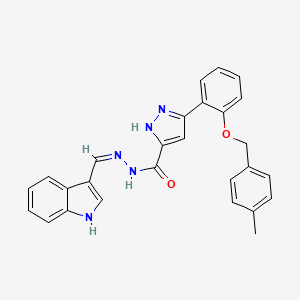 (Z)-N'-((1H-indol-3-yl)methylene)-3-(2-((4-methylbenzyl)oxy)phenyl)-1H-pyrazole-5-carbohydrazide