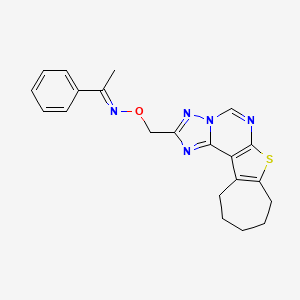 (1E)-1-phenyl-N-(9,10,11,12-tetrahydro-8H-cyclohepta[4,5]thieno[3,2-e][1,2,4]triazolo[1,5-c]pyrimidin-2-ylmethoxy)ethanimine