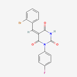 molecular formula C17H10BrFN2O3 B11647575 (5E)-5-[(2-bromophenyl)methylidene]-1-(4-fluorophenyl)-1,3-diazinane-2,4,6-trione 