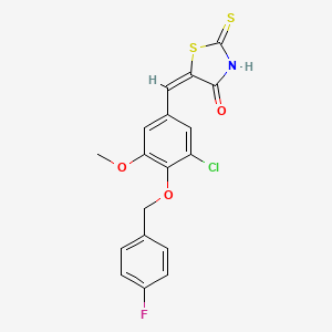 (5E)-5-{3-chloro-4-[(4-fluorobenzyl)oxy]-5-methoxybenzylidene}-2-thioxo-1,3-thiazolidin-4-one