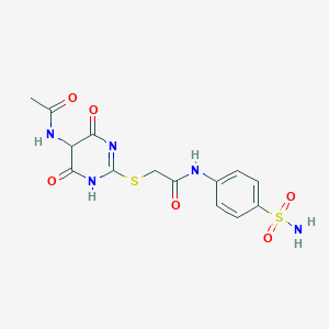 2-{[5-(acetylamino)-4,6-dioxo-1,4,5,6-tetrahydropyrimidin-2-yl]sulfanyl}-N-(4-sulfamoylphenyl)acetamide