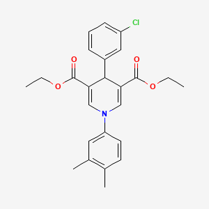 molecular formula C25H26ClNO4 B11647589 Diethyl 4-(3-chlorophenyl)-1-(3,4-dimethylphenyl)-1,4-dihydropyridine-3,5-dicarboxylate 