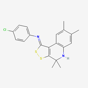 4-chloro-N-[(1Z)-4,4,7,8-tetramethyl-4,5-dihydro-1H-[1,2]dithiolo[3,4-c]quinolin-1-ylidene]aniline