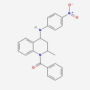 molecular formula C23H21N3O3 B11647626 {2-methyl-4-[(4-nitrophenyl)amino]-3,4-dihydroquinolin-1(2H)-yl}(phenyl)methanone 